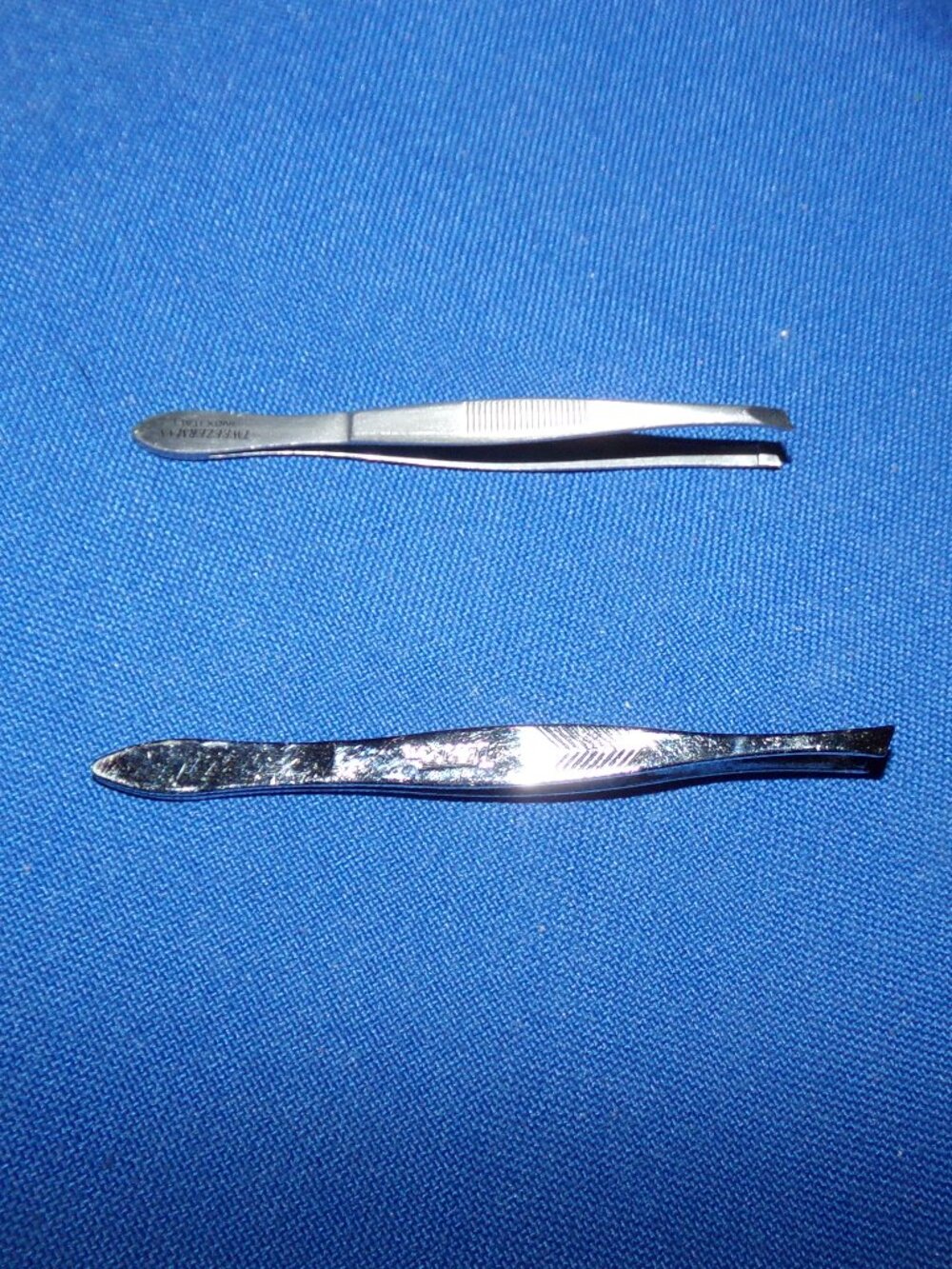 Vintage 2 Sets of Slant Tip Tweezers - 1 TRIM & 1 Tweezerman INOX Italy